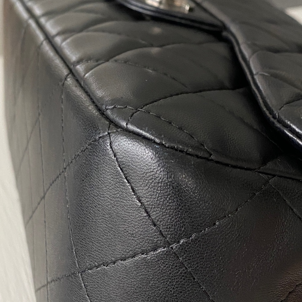 Chanel Black Jumbo Flap Lambskin Leather Silver Hardware Bag Full Set New in Box - Picture 9 of 16